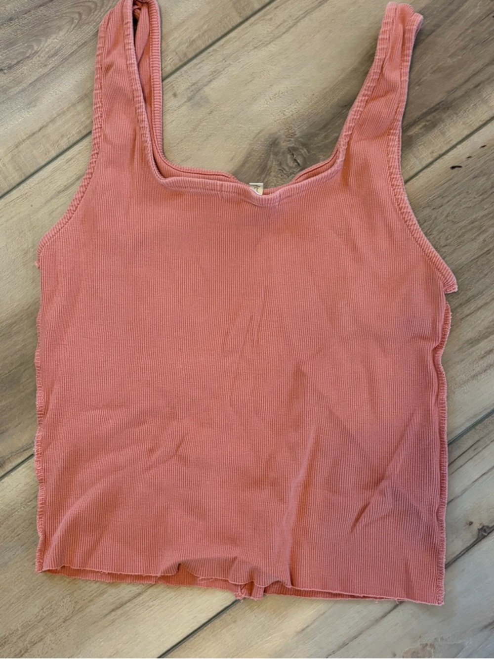 Gilded Intent Ribbed Square-Neck Tank in Coral - Picture 2 of 3